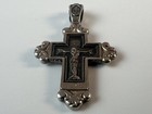 Antique Sterling Silver Orthodox Cross Pendant Crucifix Jesus Inri