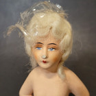 1910s German Half-doll Painted Composition With Hair Antique Art Nouveau Deco