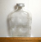 Vintage Refrigerator Water Bottle Glass Embossed Basket Weave Design 1930-1950 s