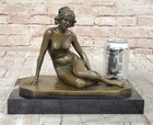 Handcrafted Nude Female Bronze Sculpture Hot Cast Signed Original Figurine Art