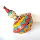      Vintage Tin Litho Chein Spinning Top Circus Clown Shape Works