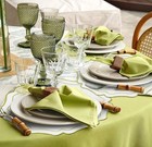 Set Of 10  Cotton Linen 15  Scalloped Embroidered Placemats White green