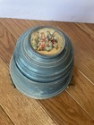 Vtg Blue  Tin Powder Music Box With Decorative Couple Art 1920-30   s 