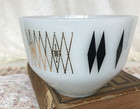 Vintage Federal Glass Bowl Black Diamond Design 1 1 2 Quart Mid Century Modern