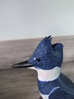 Belted Kingfisher Life Size Blue Bird Carving   5  16 Hand Carved Painted Wood