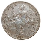1917 France Dupuis 5 Centimes Xf Old Bronze Coin Km 842