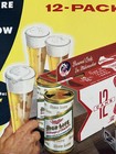  vtg  1950s Miller High Life Beer Flat Top Cans Suburban 12 Pack Cardboard Sign