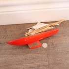Vintage Model Sailboat Yacht Red Hulled Pond Wood Wooden Toy Sail Boat    
