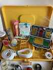 Junk Drawer Vintage Sewing Lot  Thread Case  Pinking Shears  Needles  More