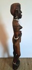 Vintage Hand Carved Wood Sculpture Statue  African Tribal Woman 18  Tall
