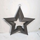 Country Hanging Tea Light Star Lamp Lantern Candle Holder Punched Metal Brown 3d