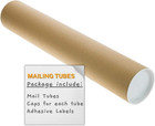 Cardboard Shipping Tubes Plastic Caps 2x18 Blueprints Artwork Poster Kraft 4 Ct
