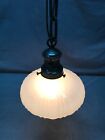 Victorian Hanging Ceiling Light Fixture 8  Scalloped Glass Shade Old Vtg 624-25b