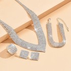 5pcs Luxury Shining  Rhinestone Earrings Necklace Bracelet Ring Jewelry Set Gift