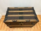 Vintage Wood Steamer Trunk W Tray Chest Coffee Table Storage Box Antique Decor 4