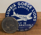 8th Annual Airplane Fly In 1957 Pinback Button Columbia Gorge Oregon Lions Vtg