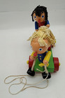 Vintage Miva Teeter Totter Wood Pull Toy Baby Einstein Animated See Saw Rare Htf
