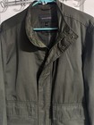 Banana Republic Green Travel Jacket Snap Zip Band Collar Pockets Sz S