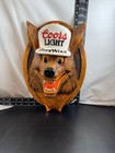 Vintage Coors Light Beer Wolf 3-d Face Bar Pub Sign Man Cave Decor