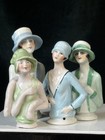 Lot Of 4 German Art Deco Flapper Pin Cushion 4    Half Dolls Arms Attached