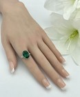 Vivid Green 925 Sterling Silver Vintage Antique Style Sim Emerald Ring      1354