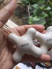 Nice Vintage Porcelain Hot Cold Water Knobs  Handles X Shaped White Faucet Tub