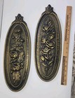 2 Vintage 18  Mid Century Floral Wall Art Syroco Usa Gold Black Retro Mcm Roses