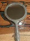 Vintage Silver Plated Floral Victorian Hand Mirror