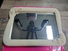 Vintage Mirror Glass Tray Vanity Dresser Cosmetic Perfume Holder White