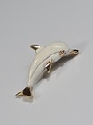 Dolphin Lapel Pin White Enamel Tipped In Gold  