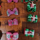 20 Christmas Tiny Dog Pet Hair Bows Snowman Santa Glitter  20 Total 
