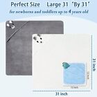 5 Pcs Baby Hooded Bath Towels And Washcloths Set 31 X 31 Inch White Grey Todd   