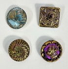 Mixed Lot Of 4 Czech Glass Buttons Multicolor Various Sizes