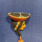 Vintage Mid Century Hand Painted  Native American Lady Brooch