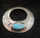 Vintage Southwest Native American Sterling Silver   Turquoise Brooch Pin