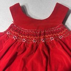 Vintage Red Velvet Dress Girls Smocked  Size 18 Months
