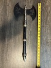 Decorative Double-bladed Axe  Dragon Engraving  Black Silver Metal  20  Chinese