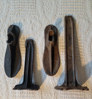 Antique 12    8  Cast Iron Cobbler Stands And Two 8 3 4  Shoe Forms Unbranded