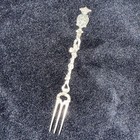 Gorgeous Ornate Italian Antique Cocktail Three Pronged Fork Silver 800