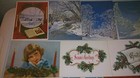 10 Holiday Merry Christmas Greetings Cards Vintage Snow Covered Trees Mistletoe