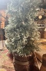 Primitive Christmas Tree On Old Wood Mallet W old Leather Early Cabin Goods