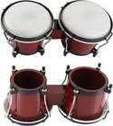 New Bongo Drum Set 6in 7in Tunable Wood Metal W Bag Wrench Red