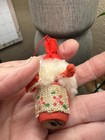 Handmade Little Christmas Gnome Elf Ornament Wood Felt Fur Hand Painted Vintage
