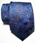 New Classic Paisley Dark Blue Brown Jacquard Woven Silk Men s Tie Necktie