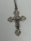 Vintage Sterling Silver Rosary With Clear Beads   Crucifix