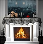 Halloween Cobweb Fireplace Scarf  Black Lace Spiderweb Mantle Scarf For Hallo   