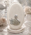 Vintage Rhinestone Swan Brooch Silver Tone Open Back Clear Stone Bird Pin