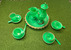 Vintage Toy Dishes Hong Kong Tea Set Miniature Green Plastic Doll  dollhouse