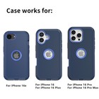 For Iphone 16 Plus Case Heavy Duty Hybrid Rugged 3-layer Hard Phone Cover - Blue