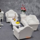 3pc 1 12 Scale Dollhouse Miniatures Furniture White Loveseat Sofa Living Room